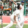 Mitchell Johnson bowling against India in 2010