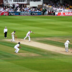 Flintoff bowling in the 2009 Ashes
